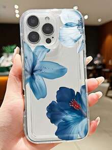 1个夏季蓝色百合花卉美学图案透明气囊防摔全包覆TPU时尚手机壳，兼容 17/16/11/12/13/14/15/15 Pro/15 Plus/15 Pro Max/7 Plus/8 Plus/X/XS Max/XR/11 Pro/12 Pro/13 Pro/14 Pro/12 Mini/13 Mini/11 Pro Max/12 Pro Max/13 Pro Max/14 Pro Max/14 Plus/6/6S/6 Plus/7/8/16 Pro/16 Plus/16 Pro Max/17 Pro Max/SE，以及三星Galaxy A54/A14/A12/A13/A15/A32/A33/A24/A52S/S20/S21/S22/S23/S24/S23 Plus/S24。 Ultra/S25/A15/A33/A23 系列，防震防指纹保护壳，男女通用 - 彩色 - 查看 3