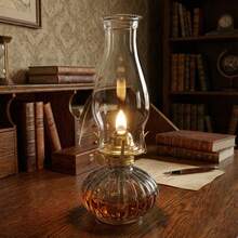 amanigo Aesthetic Vintage Ribbed Glass Kerosene Lamp Retro Oil Lantern For Wedding Room Decor - 1PC - View 14