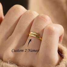 Anillo grabado personalizado, anillo con nombre personalizado, anillos apilables delicados, anillo de oro para ella, regalo de aniversario, regalo de Navidad para la esposa, anillo con nombre personalizado, anillo familiar, anillo envolvente, anillo para la mejor amiga, regalo para la abuela, regalo madre-hija, joyería personalizada, joyería para damas - Multicolor - Ver 1