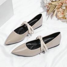 Giày lười mũi nhọn có nơ dành cho nữ - Màu be - Xem 7