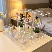 Organizador de maquillaje de acrílico, estante de exhibición de almacenamiento de productos de cuidado de la piel para el mostrador, soporte para joyas y cosméticos - Estilo cuadrado - Ver 4