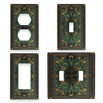 1pc Bohemian Style 1-Gang/2-Gang Light Switch Wall Plate Cover, Decorative Plastic Wall Switch & Outlet Covers For Electrical, Kitchen, Home, Office