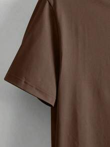 Camiseta Blanca de Manga Corta con Cuello Redondo y Diseño Minimalista de Montaña para Hombre, Verano - Café integral - Ver 4