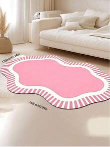 1pc Modern Pink Striped Creative Carpet, Soft And Elegant Decor Rug For Living Room And Bedroom, Washable Area Rug, Home Decor, Graduation Gift - Multicolor - View 6