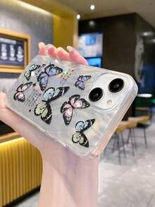 1个梦幻渐变蝴蝶及文字透明软壳手机壳，全方位防摔保护，精致羽毛图案，ins风，适用于 17/17Pro/17ProMax/16/11/16Plus/16ProMax/16e/15ProMax/13/14/12/14ProMax/12ProMax/13ProMax/12Pro/13Pro/14Pro系列 - 蝴蝶圖案 - 查看 4