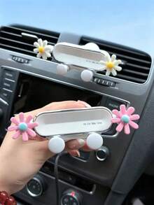 Cute Daisy Air Vent Car Phone Holder, Universal Horizontal & Vertical Air Vent Mount, Stable And Secure Auto-Lock Design - Multicolor - View 2