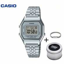 Casio 卡西欧 LA670WEA-7EF 复古数字手表，不锈钢表带，防水腕表+手链套装，复古方形男女通用手表，日常礼物 - 均碼 - 查看 1