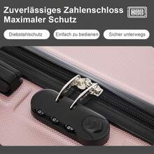 YONSLY Hard Shell Suitcase 16/20/24/28 Inches With 4 Wheels 360° Combination Lock Soft Rubber Handle Mesh Pocket Lightweight Suitcase For School - 玫瑰金 - 查看 2