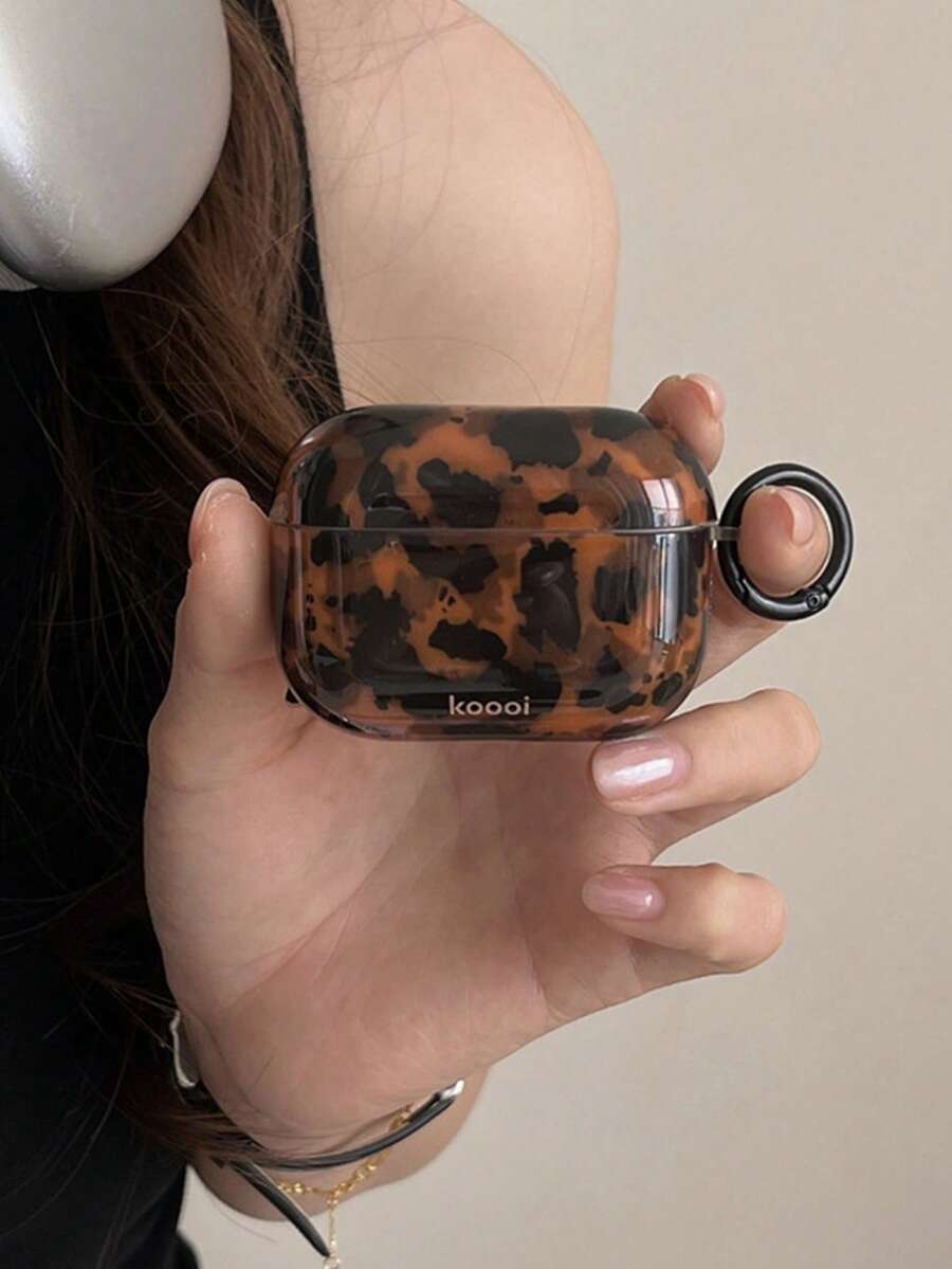 1pc Brown Amber Leopard Tortoiseshell Pro 2 Earphone Case, Soft Protective Cover Compatible With Apple 2/3/4 Wireless Bluetooth - Brown - View 1