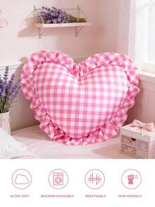 1 chiếc gối trang trí hình trái tim in họa tiết HONEYMOON, chất liệu vải 100% polyester với thiết kế xếp nếp kiểu Pháp lãng mạn, mềm mại và thoáng khí, chống co rút, là chiếc gối trang trí thời trang cho phòng khách, phòng ngủ, ký túc xá, ghế sofa, giường sofa, đạt chứng nhận Oeko-Tex. - Nhiều màu - Xem 4