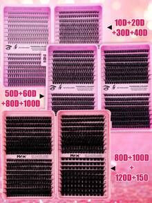 Bộ dụng cụ nối mi 640/612 sợi, độ cong D 10D+20D+30D+40D/50D+60D+80D+100D/80D+100D+120D+150D, mi giả tổng hợp cao cấp, độ cong D tự nhiên, có thể tái sử dụng, nhẹ và dễ sử dụng. - D - Xem 2