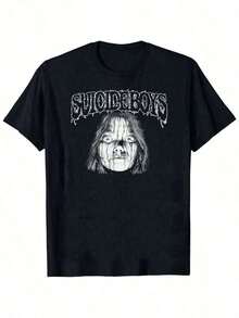 Suicideboy Men's Graphic T-Shirt - Black Casual Streetwear Tee,Tear-Effect Face Design, Round Neck Short Sleeve Summer Top, Machine Washable, Suicideboy Era Tour Graphics Print T-Shirts For Men Shirt Tops Harajuku Hip Hop Rock Style T Shirts Unisex Fashion Regular Size Street T Shirt 200g 100% Cotton,The Patterns Are All Printed. Unisex.,2026  New World Depression Album Cover Tee,Vacation Outfits Women,Concert Outfit Women - 黑色 8 - 查看 7