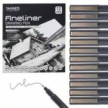 12pcs/Box Hook-Line Hand-Painted Special Brush, Student Waterproof Quick-Sketch Painting Water-Based Pen Set - Sets - View 8