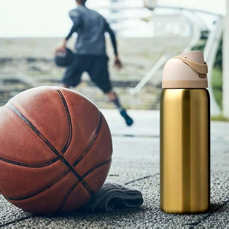 0wIaa Champagne Gold Water Bottle 32oz, 945ML, With Straw, Heat Preservation Time More Than 24 Hours, Cold And Hot Water Can Be Insulated, Can Make Coffee, Frozen Drinks, Exquisite Workmanship, Suitable For Camping, Work, Indoor And Outdoor Use. - 金色 - 查看 1