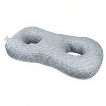 Ear-Hole Pillow-Designed Specifically For Side Sleepers To Alleviate Ear Pain, Inflammation, And Pressure Sores. Made From A Washable Cotton-Polyester Blend, This Pillow Provides Protective Support For The Ears. 55*33*10 - 灰色 - 查看 2