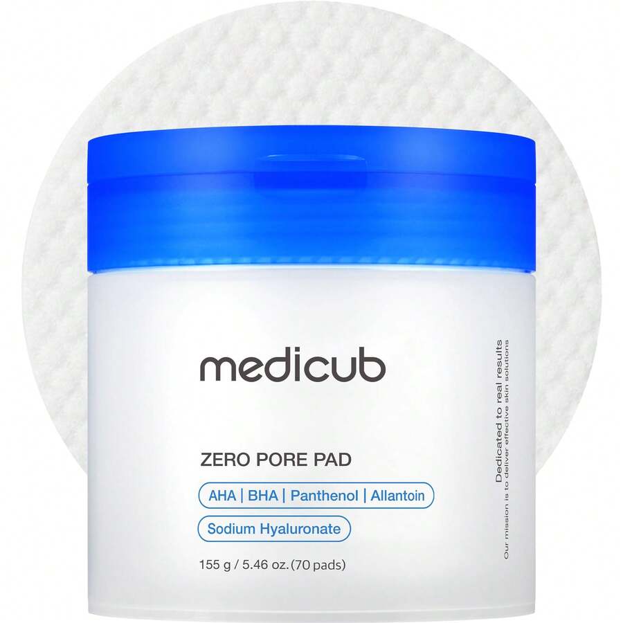 Medicub Toner Pads Zero Pore Pad 2.0 | Dual-Textured Facial Pad For Exfoliation And Pore Care With 4.5% AHA Lactic Acid, 0.45% BHA Salicylic Acid | Ideal For All, Korean Skin Care, 70 Pads (1 Pack) - 單身的 - 查看 1