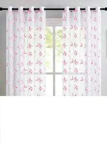2 buah Tirai Tipis Bordir Putih - Motif Bunga, Tirai Voile Bordir Elegan untuk Dekorasi Ruang Tamu dan Kamar Tidur dengan Lubang Pengait - Berwarna merah muda - View 40