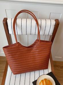 Large Capacity Handbag For Women, New Arrival Minimalist Commuting Shoulder Tote Bag - Brown - View 9