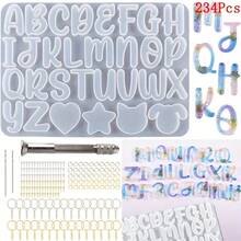 131/234件套字母硅胶树脂模具套装，包含大号正反字母数字硅胶模具，带孔或不带孔，适用于环氧树脂浇铸、钥匙扣、首饰吊坠制作等礼品。 - 彩色 - 查看 13