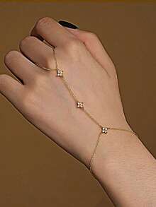 1pc S925 Sterling Silver Clover Linked Bracelet With Diamonds, Delicate Niche Design, Elegant Layered Accessory, Suitable As Gift For Lover/Partner On Holidays - Four Leaf Clover - View 8