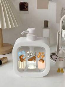 1pc Cute Black Cat And Floral Pattern Soap Dispenser Bottle - Reusable Press-Type Dispenser Bottle, Suitable For Hand Soap, Body Wash, Etc., Compact For Kitchen And Bathroom, Perfect Housewarming Gift Or Spring Decor For Cat Lovers, Made Of Plastic, Fun Design, Convenient Press Use - Multicolor - View 14