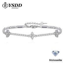 1 Chiếc vòng tay nữ kiểu tennis đính 12 viên đá Moissanite (0.1ct) và 32 viên đá Moissanite (0.05ct), thiết kế 3 hình thoi, dài 20cm. Vòng tay bạc S925 cao cấp đính đầy đá Moissanite, thích hợp đeo hàng ngày. - Bạc - Xem 2