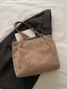 Large Capacity Handbag For Women, Fashion Minimalist Versatile Commuter Chain Shoulder Tote Bag - Brown - View 6