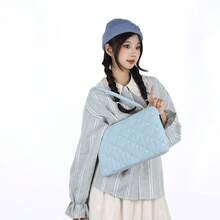 Personalized Rhombus Embroidered Laptop Bag, 10-11 13-14 15-15.6 Inch Tablet Notebook Shoulder Bag With Detachable Strap, Large Capacity - Multicolor - View 4