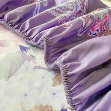 3pcs Printed Bedding Set (1 Fitted Sheet + 2 Pillowcases), Skin-Friendly Fabric Fitted Sheet Set Including Pillowcases, Without Filler, Home Bedding Set, Machine Washable - Purple Dream - View 6