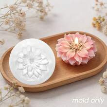 Molde de silicone 3D floral (1 unidade), textura detalhada em camadas, resistente ao calor e antiaderente, ideal para velas, pedras aromáticas, sabonetes artesanais, ótimo para presentes de Natal, decoração de casa, acessórios de escritório e presentes para madrinhas. - A-branco - Ver 3