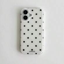 2pcs Couple Minimalist & Cute Black White Polka Dot Pattern Phone Cases, Suitable For IPhone 11 To 17 Series Including Pro Max - Black and White - View 4