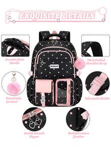 BXboat Strawberry Girl Backpack With Handbag And Pencil Case, Lightweight And Cute, Large Capacity Multi-Pocket School Bag, Student Back To School Backpack - 1PC - View 7