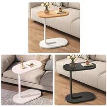 Modern C-Shaped Compact Sofa Side End Table Coffee Laptop Living Room & Bedroom - Khaki - View 1