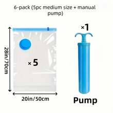6pcs Extra Large Vacuum Storage Bags (With Manual Air Pump) - Space Saving Compression Set, Reusable, Suitable For Clothes And Bedding - Great For Dorm, Closet And Moving - Multicolor - View 14