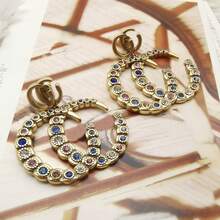 Gujia  Colored Diamond Creative High-End Elegant Fashion European And American Retro Stud Earrings High-Quality Women's Earrings - 著色 G - 查看 3