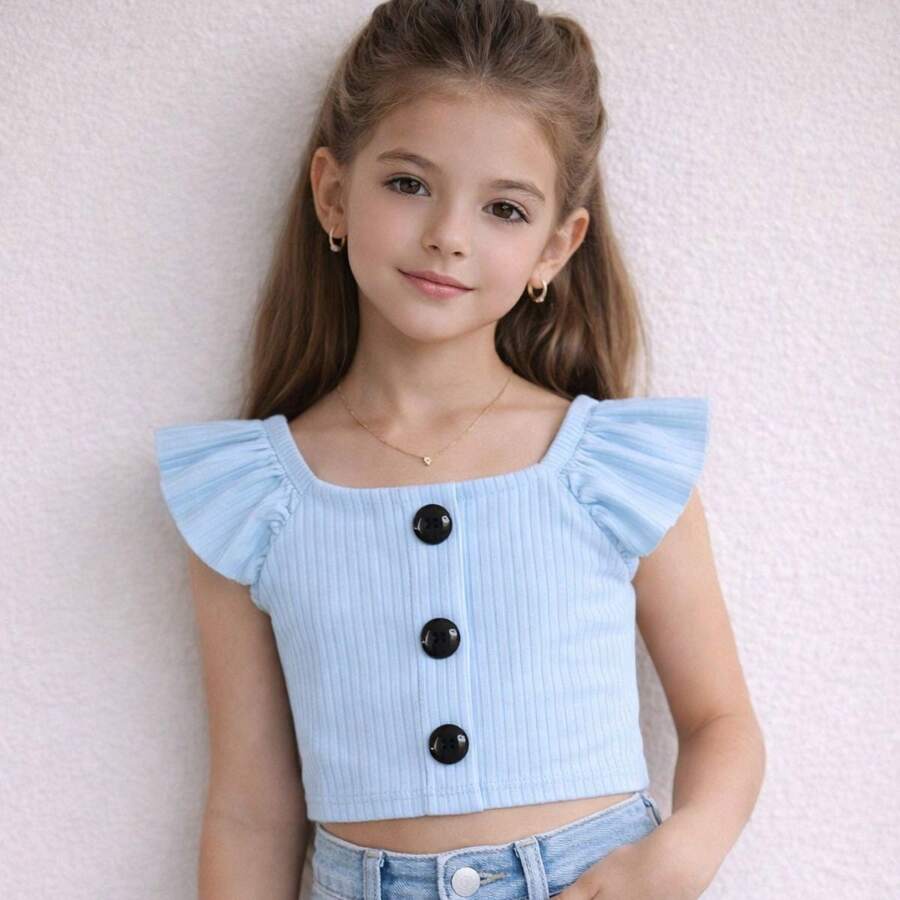 Cropped Top For Women, Fashion Blogger, Stylish Girls, Mini Diva - Baby Blue - View 1