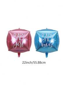 22-Inch Square Gender Reveal Party Balloons, Cubic Design, Suitable For Gender Reveal Celebrations, Perfect For Gender Reveal Parties, Birthday Decorations - Multicolor - View 7
