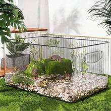 1pc High-Definition PET Turtle Tank, Rectangular Reptile Habitat Terrarium, Easy To Clean And Durable Aquarium Suitable For Turtles, Lizards And Amphibians, Home Decor - View 1