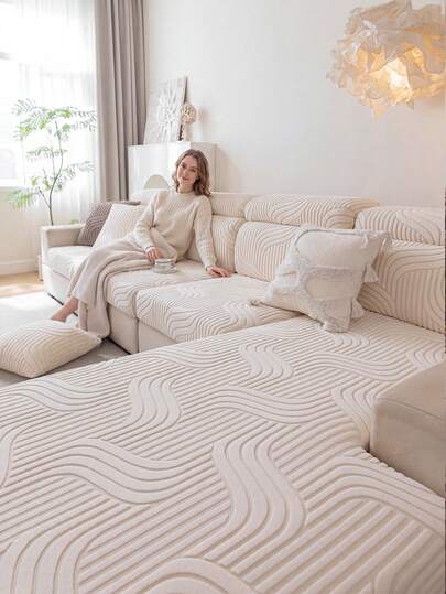1 chiếc vỏ đệm sofa chống trượt bằng vải jacquard sang trọng, mềm mại và thân thiện với da, chống trầy xước do thú cưng, có độ co giãn, phù hợp với sofa hình chữ L và sofa 1/2/3/4 chỗ ngồi, sử dụng được quanh năm (Bán lẻ từng chiếc)