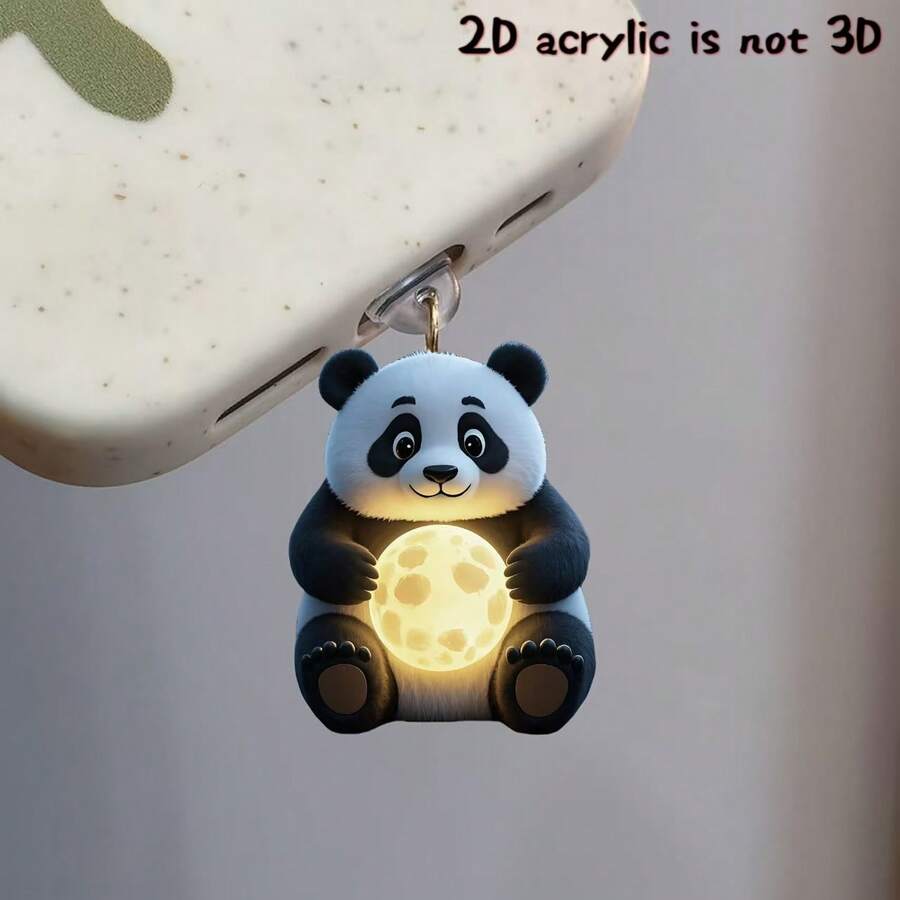 Nút chặn bụi điện thoại hình gấu trúc mặt trăng dễ thương – Mặt dây chuyền acrylic 2D treo trang trí cho iPhone Android, Nút chặn bụi điện thoại hình gấu trúc mặt trăng bằng acrylic, Mặt dây chuyền treo dễ thương hình hoạt hình 2D, Phụ kiện điện thoại cho nữ, Móc khóa trang trí - Màu xanh lam - Xem 1