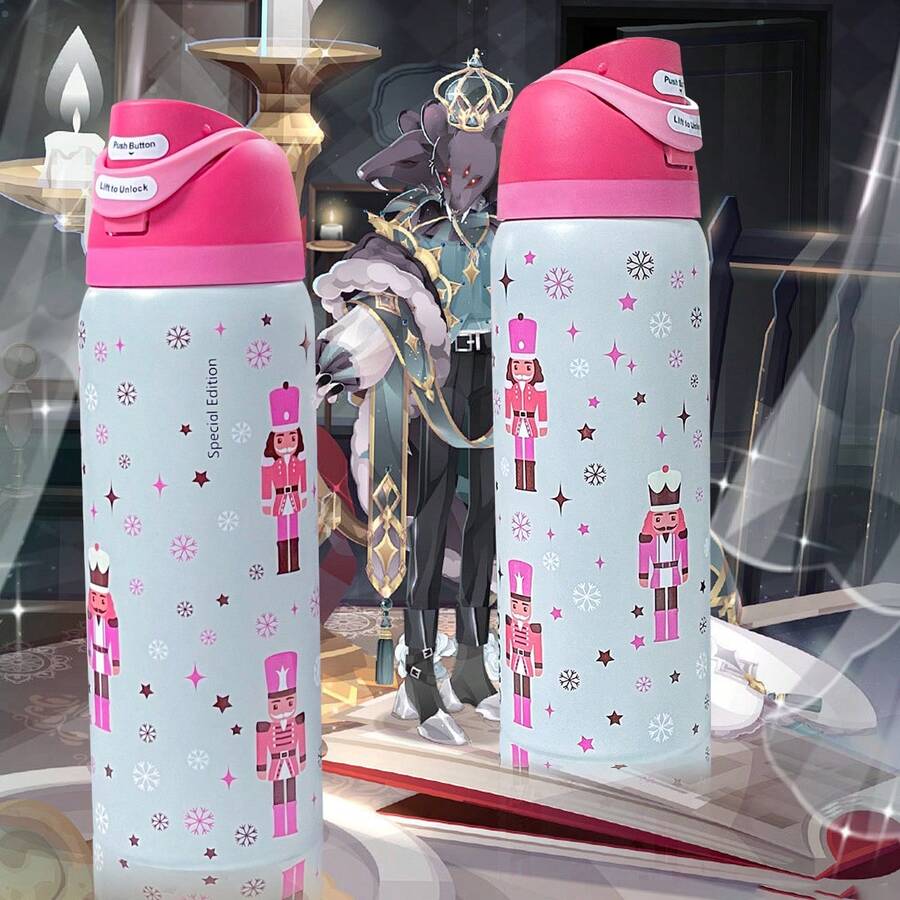 OwaIa Nutcracker Double-Drink Insulated Stainless Steel Outdoor Sports Water Bottle, Travel Water Bottle, 32OZ/945ml Large-Capacity Bicycle Water Bottle, Lockable Lid 100% Leak-Proof Sports Water Cup, Suitable For Outdoor Sports, Cycling, Office, Home, Car, Camping And Travel - Nutcracker - View 1