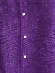 Floral Partial Print Men's Button Pocket Short Sleeve Hawaiian Shirt - Purple - View 5