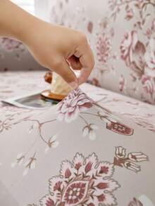 1pc Slip-Resistant Elastic Decorative Sofa Cover, Milk Silk Fabric Floral Print Skirt Design, Fit For Single/Double/Three/Four Seater Sofa, Pet-Friendly, Colorful, Suitable For Spring/Summer/Autumn/Winter - Multicolor - View 9