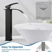 Matte Black Waterfall Bathroom Faucet, Single Handle Single Hole Mixer Tap With Large Rectangular Spout, Bar Sink Faucet - Multicolor - View 5