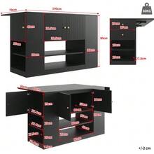 Modern Kitchen Island, Kitchen Unit, Sideboard, Kitchen Cabinet With Drawers And Shelves, Sideboard For Kitchen And Dining Room, Black - Black - View 5