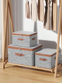 1 pieza Caja de almacenamiento de ropa, caja de almacenamiento apilable y ahorradora de espacio, caja de almacenamiento de gran capacidad, impermeable y a prueba de polvo con cremallera, múltiples tamaños de cajas de almacenamiento apilables y a prueba de polvo para armarios, con asas de cuero, adecuada para ropa, mantas, ropa de cama y contenedores de almacenamiento de armarios del hogar, perfecta para organizar armarios, dormitorios, dormitorios y apartamentos - Ver 4