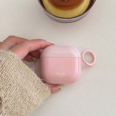 Fashionable Gradient Solid Pink + Circular Earphone Case Suitable For AirPods Pro 3, New Pro 2, Cute Apple 4 Minimalist 3, Personalized 1/2 Earphone Case For Women