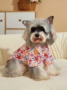 1pc Non-Elastic Polyester Fabric Slim-Fit British Style Pet Shirt, Designed For Cats And Small Dogs. Suitable For Small And Medium Pets. Cat Supplies, Casual Dog Shirt, Summer Top, Small Dog Clothes. Not Suitable For Large Dogs. This Garment Runs Small, Recommend Ordering 1-2 Sizes Up From Your Usual Size. - Red - View 5