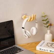 1pc Handprint Seamless Wall Hook, Strong Adhesive No Drill Hole Storage Hanger For Keys, Earphones, Home Use - White - View 5