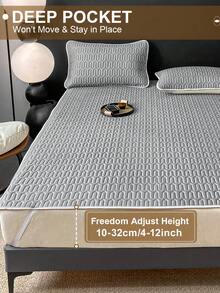 1 chiếc ga trải giường bằng vải latex co giãn, mềm mại, chống trượt, có 4 dây đai ở góc, thoải mái, nhẹ, thoáng khí, thấm hút mồ hôi, phù hợp với nệm, bộ giường, phòng ngủ, lý tưởng cho người dễ bị nóng vào mùa hè, phù hợp với cỡ Queen/King/Full/Twin. - Xám - Xem 9